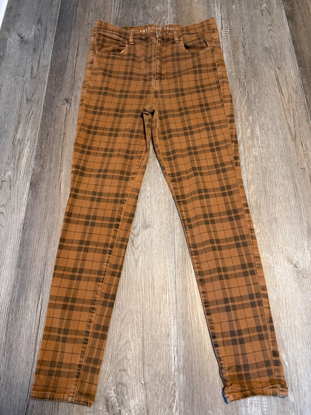 American Eagle Outfitters Super Hi Tise Jegging Tan/Brown Checker